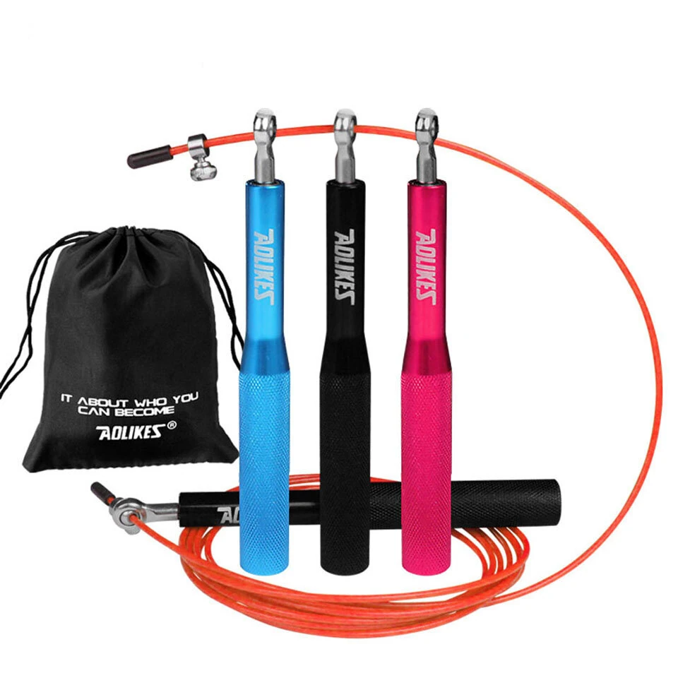 (image for) AOLIKES 3 in 1 Speed Jump Rope Steel Cable Professional Gym Skipping Rope with Carry Bag