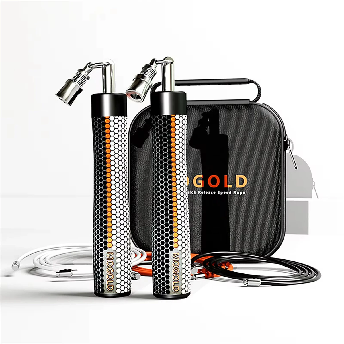 (image for) Mogold Weighted Jump Ropes Adjustable Length Weights 360 Degree Spin Ergonomics Grip Skipping Rope for Fitness Sports Training