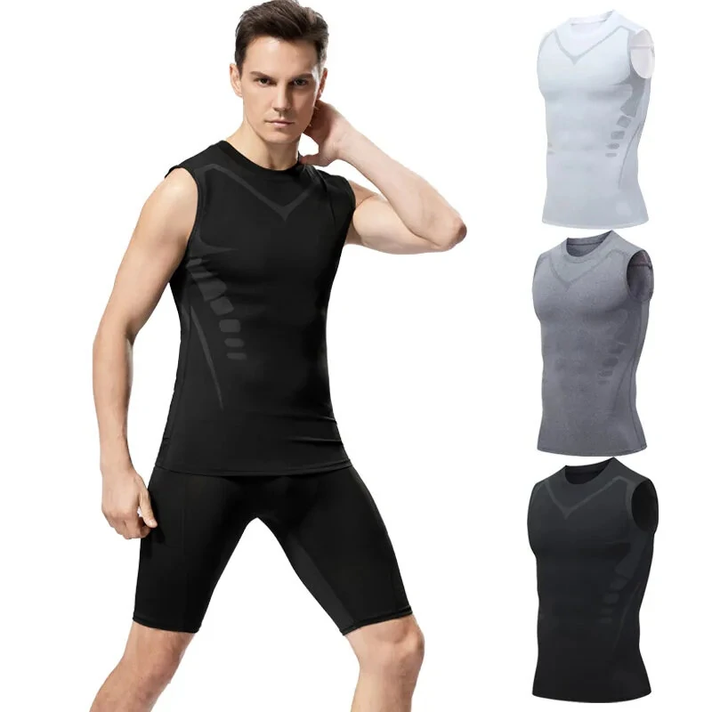 (image for) TENGOO Gym Sports Shirt Sleeveless Quick-dry High Elastic Printing Fashion Fitness Sportswear for Running Hiking Fashing Body Building Workout