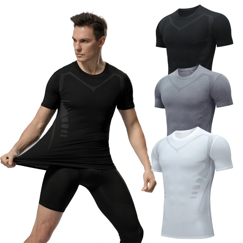 (image for) TENGOO Tight Sports Shirt Shaping Shirts Quick Drying Polyester Multifunctional Comfortable T-Shirts for Running Hiking Fashing Body Building Workout